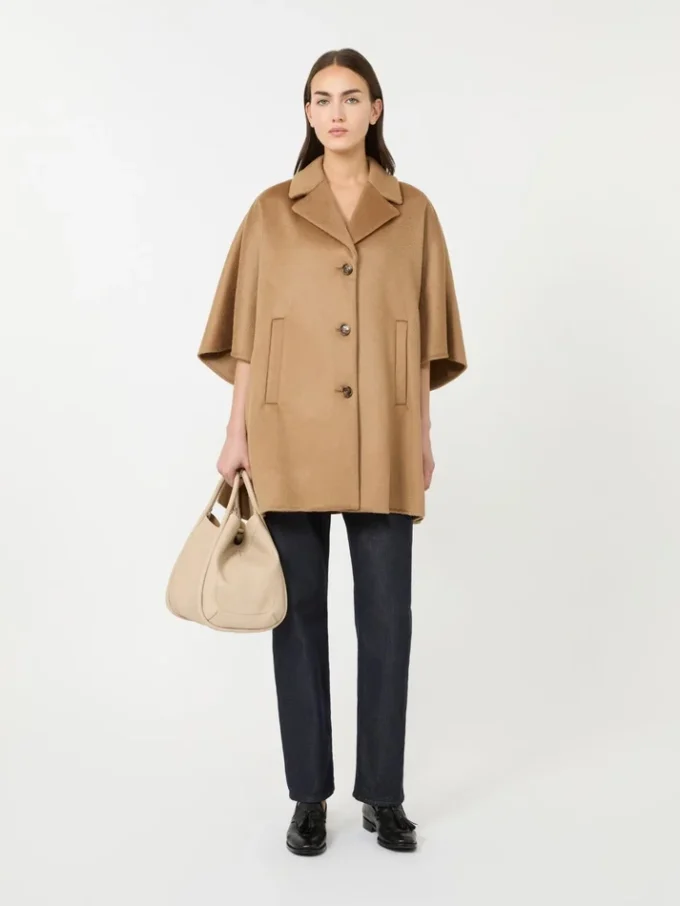Oversized cashmere broadcloth cape, camel Oversized cashmere broadcloth cape, camel