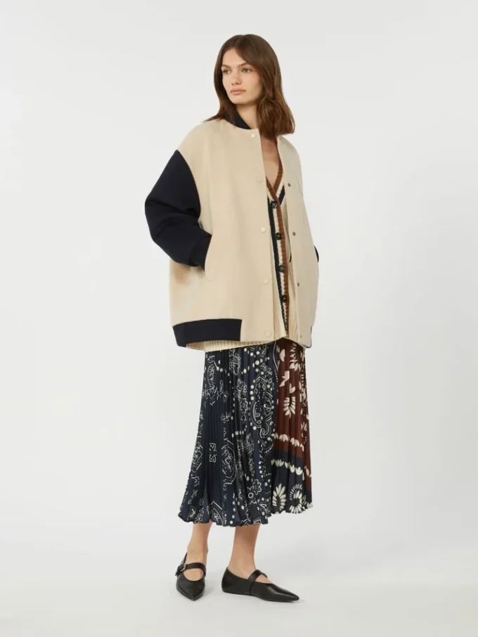 Double-faced wool bomber jacket, sand