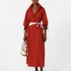 Oversized cotton poplin dress, red