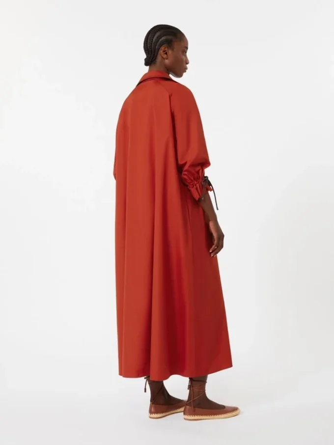 Oversized cotton poplin dress, red