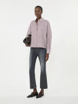 Oversized cotton shirt, bordeaux