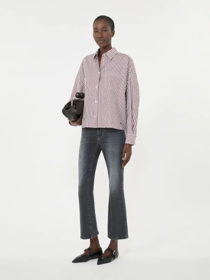 Oversized cotton shirt, bordeaux