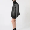 Oversized leather heavy jacket, black Oversized leather heavy jacket, black