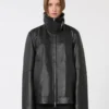 Oversized leather heavy jacket, black Oversized leather heavy jacket, black