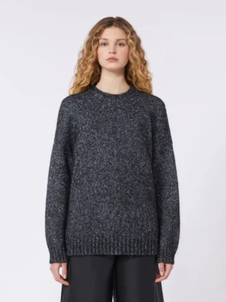 Oversized mohair and lurex sweater, dark grey