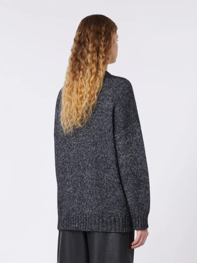 Oversized mohair and lurex sweater, dark grey