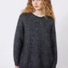Oversized mohair and lurex sweater, dark grey