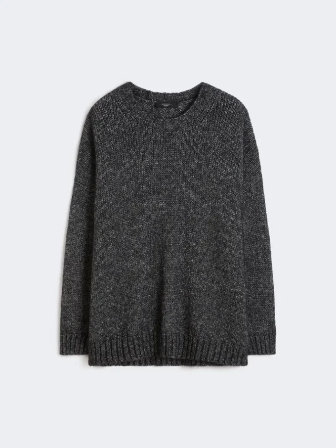 Oversized mohair and lurex sweater, dark grey