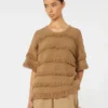 Oversized patterned viscose sweater, desert