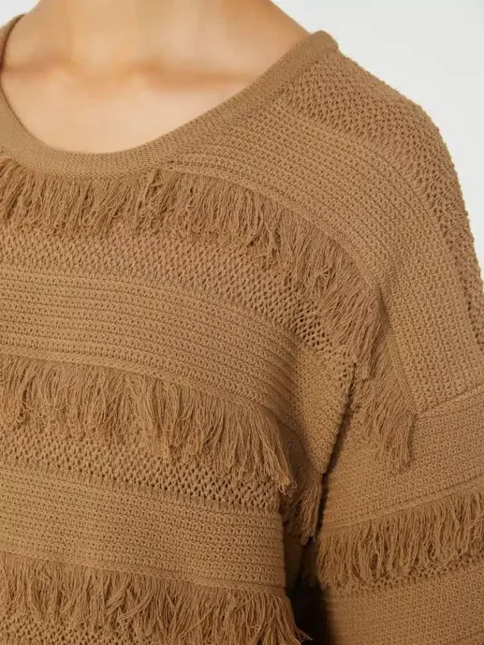 Oversized patterned viscose sweater, desert