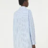 Oversized striped cotton shirt, light blue