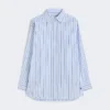 Oversized striped cotton shirt, light blue