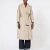 Oversized water-repellent twill trench coat, sand