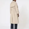 Oversized water-repellent twill trench coat, sand