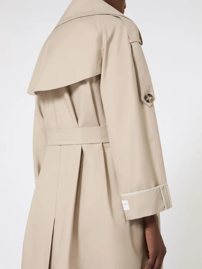 Oversized water-repellent twill trench coat, sand