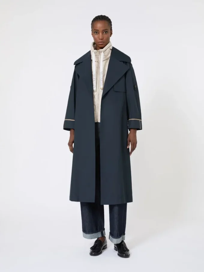 Oversized water-repellent twill trench coat, ultramarine