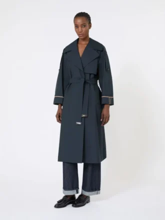 Oversized water-repellent twill trench coat, ultramarine