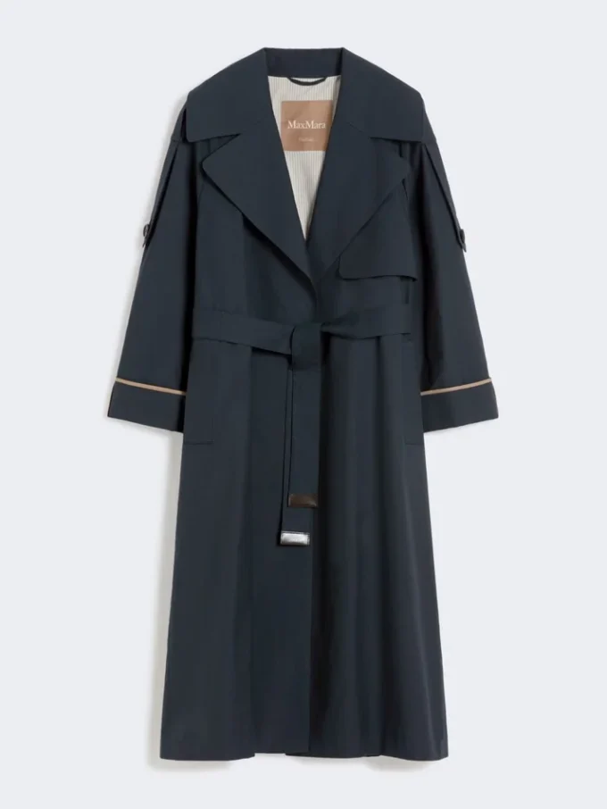 Oversized water-repellent twill trench coat, ultramarine