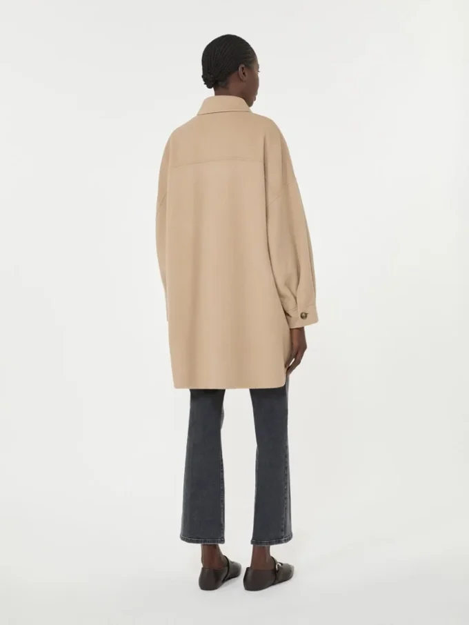 Oversized wool-blend coat, camel