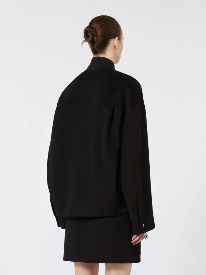 Oversized wool bomber jacket, black