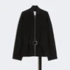 Oversized wool bomber jacket, black