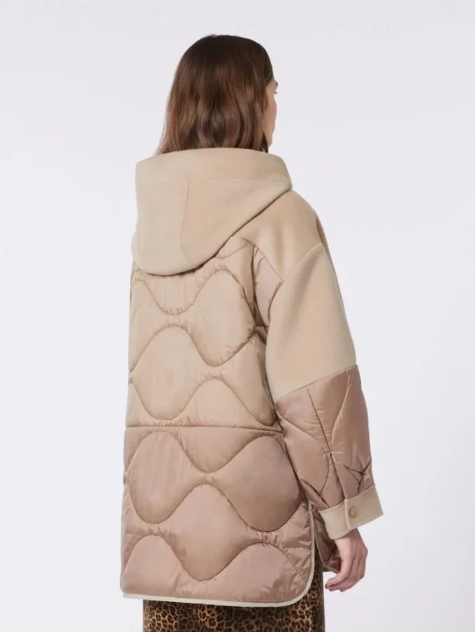 Padded coat in double-sided wool and nylon, camel