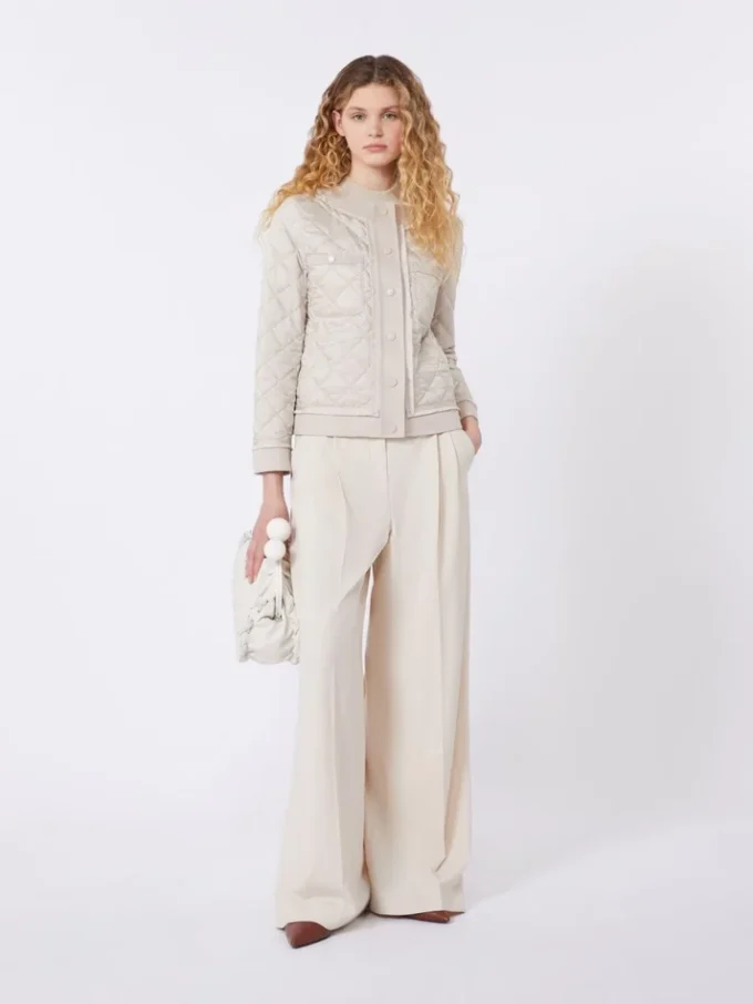 Padded cropped jacket in water-repellent canvas, sand
