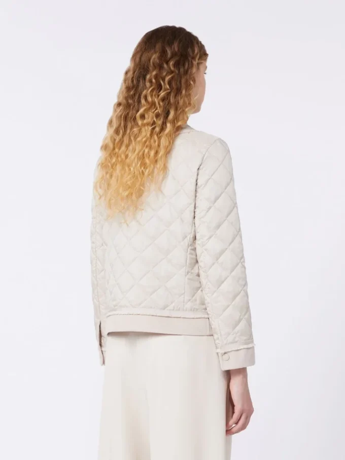 Padded cropped jacket in water-repellent canvas, sand