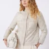 Padded cropped jacket in water-repellent canvas, sand