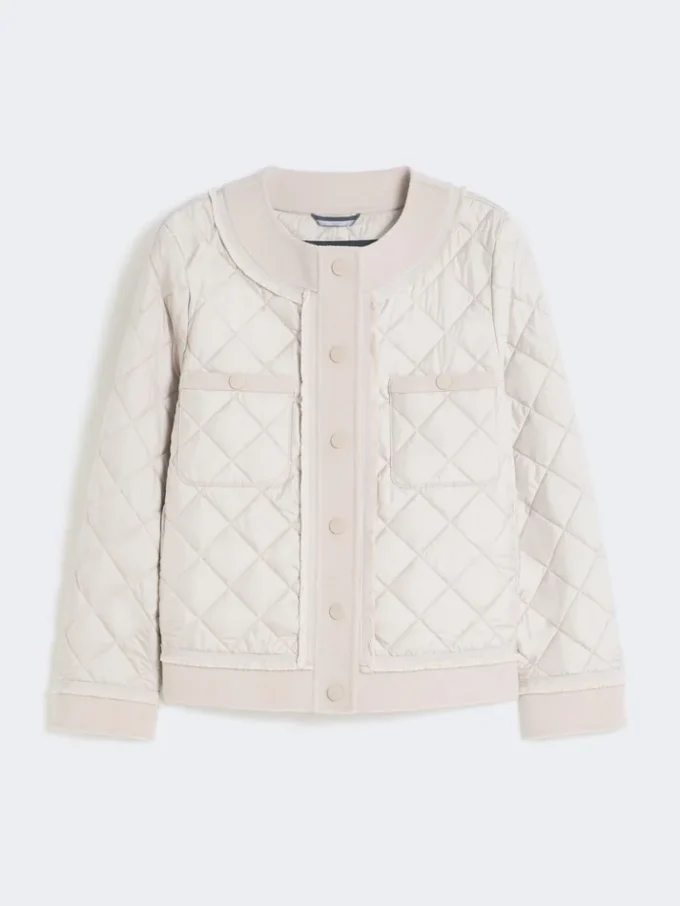 Padded cropped jacket in water-repellent canvas, sand