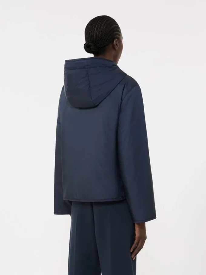 Padded, hooded jacket in water-repellent canvas, navy