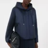 Padded, hooded jacket in water-repellent canvas, navy