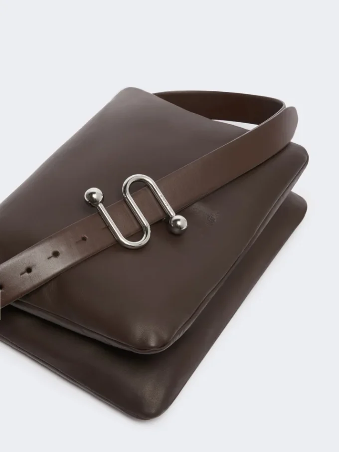 Padded nappa-leather soffy bag, cocoa