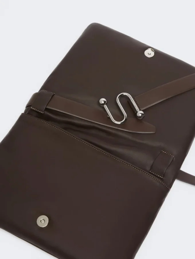 Padded nappa-leather soffy bag, cocoa