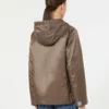 Padded water-repellent canvas hooded jacket, hazelnut brown