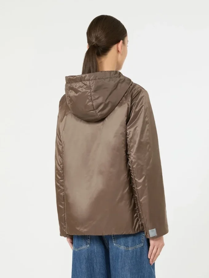 Padded water-repellent canvas hooded jacket, hazelnut brown