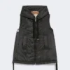 Padded water-repellent hooded gilet, black