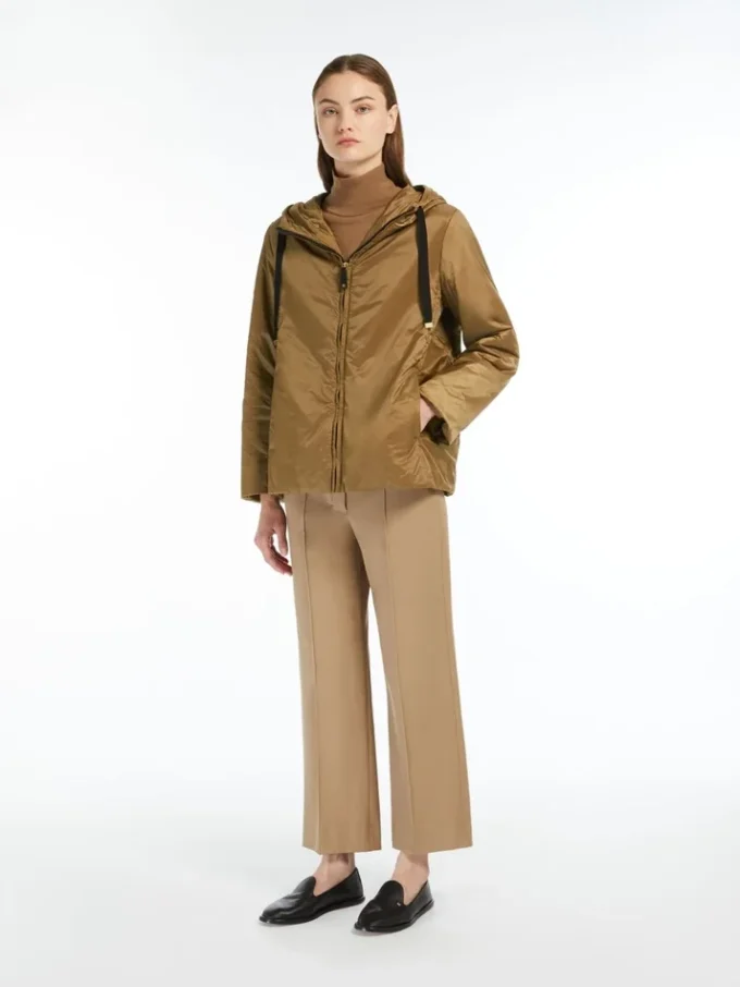 Padded water-repellent hooded jacket, caramel