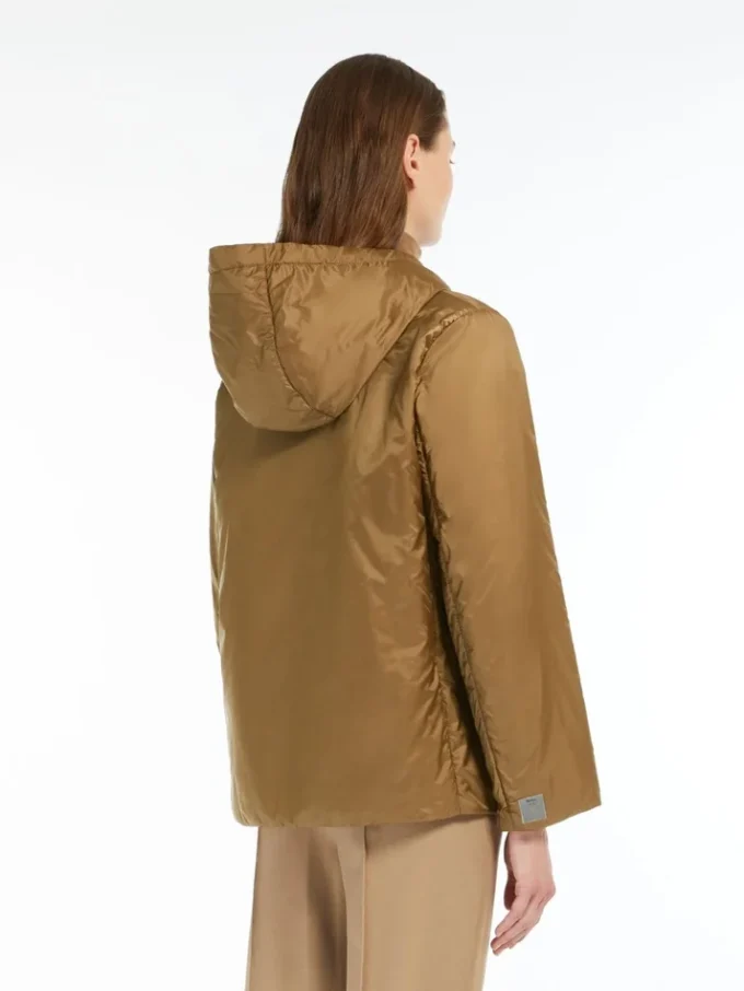 Padded water-repellent hooded jacket, caramel