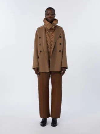 Padded water-repellent nylon canvas gilet, caramel