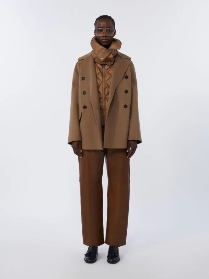 Padded water-repellent nylon canvas gilet, caramel