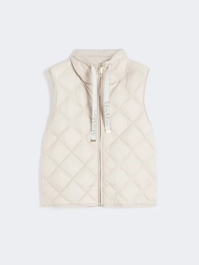 Padded water-repellent nylon canvas gilet, sand