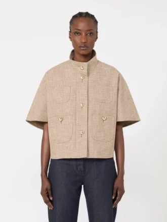 Patterned cotton cloak, tobacco