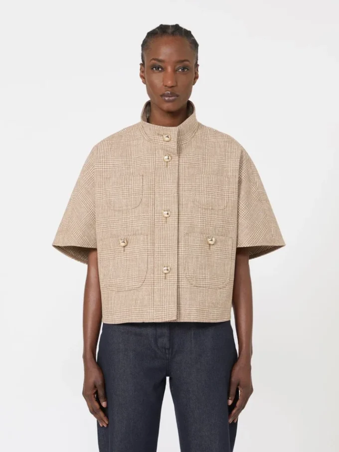 Patterned cotton cloak, tobacco