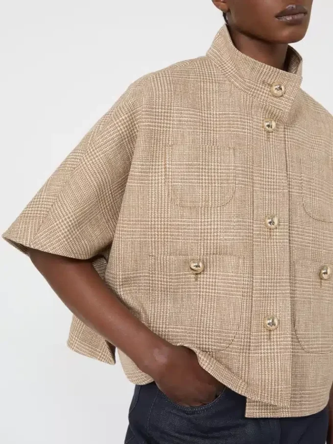 Patterned cotton cloak, tobacco