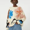 Patterned cotton crew-neck, multicolour