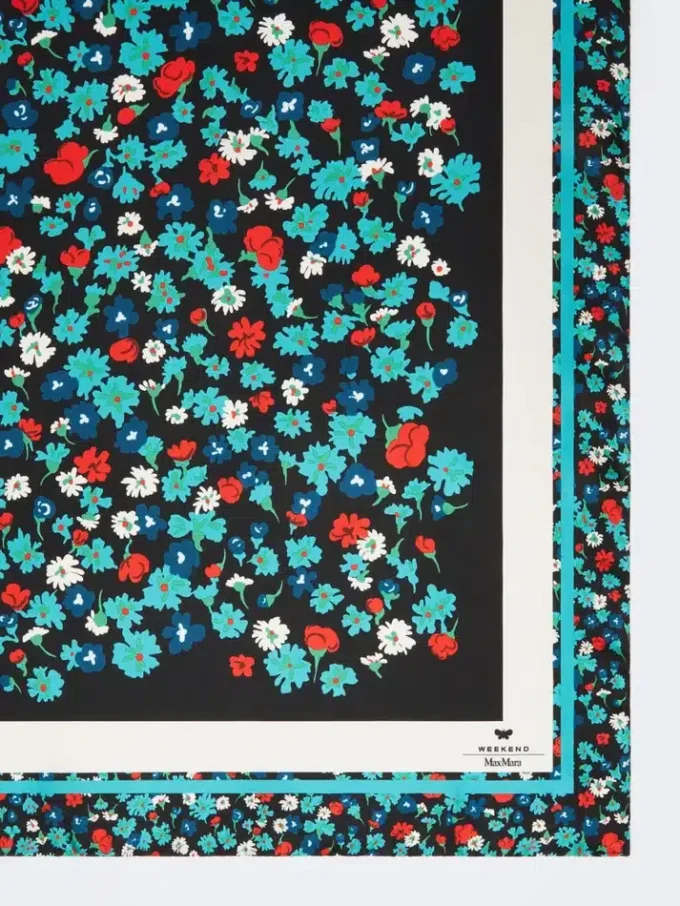 Patterned silk twill foulard, ivory