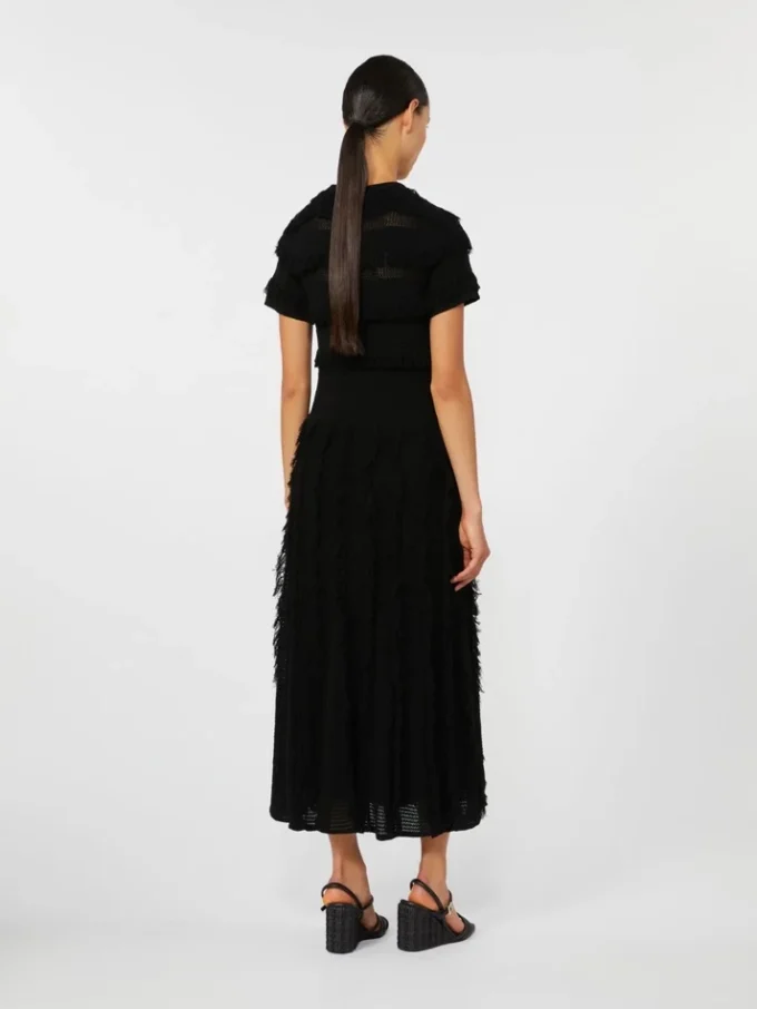 Patterned viscose yarn dress, black Patterned viscose yarn dress, black