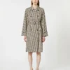 Patterned water-repellent twill trench coat, coffee