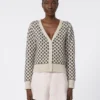 Patterned wool and cashmere cardigan, beige